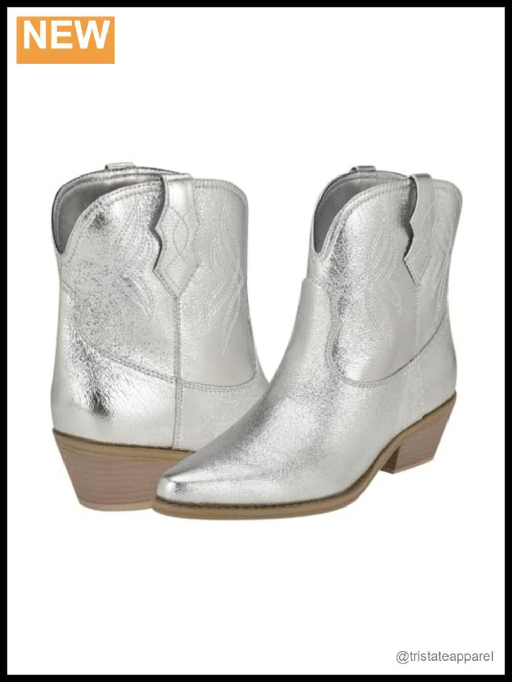 Nine West Texen Cowboy Bootie Ankle Boots Pointed Toe Block Heel